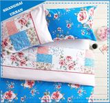 Blue Rose Garden Cotton Patchwork Duvet Cover Bedding