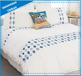 White Blue Diamond 600tc Cotton Duvet Cover Set