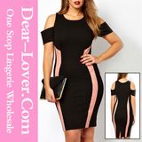 Black Exclusive Bodycon Dress with Drop Shoulders