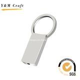 Blank Square Zinc Alloy Keyring with Matt Silver Plating Ym1002