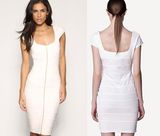 Collarless Bandage Dress with Sleeveless Dress