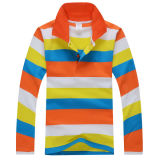 Cheap Long Sleeve Stripes Children Polo Shirt