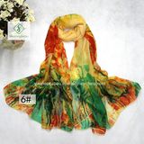 New Deisgn Flower Printed Beach Shawl Lady Fashion Silk Scarf