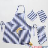 Cotton Kitchen Set (Apron, Tea Towel, Oven Mitt and Pot Holder)