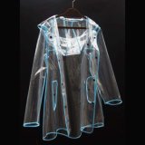 Transparent Fashion Colorful Hooded PVC Raincoat for Woman