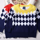 T1199 2015 High Quality Autumn 100% Cotton Thick Classical Prismatic Pattern Fashion Baby & Kids Clothes Boy Sweater Pullover Knitted Shirt