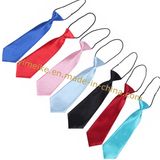 Cheap Fashion Polyester Silk Uniform Kids Tie with Elastic Cord