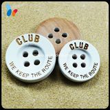 Painted White Color 4 Holes Round Wood Button with Logo