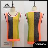 Women Leeveless Contrast Color Sweater