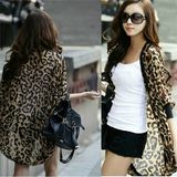 Summer Loose Bat-Like Sleeve Chiffon Leopard Cardigan (14227)