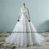 Lace up Wedding Dress with Edge Long Sleeves for Brides