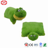 Green Frog Plastic Eyes Cute Soft Stuffed 2in1 Plush Pillow