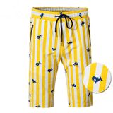 Fashion Men's Printing Leisure Loose Stretch Cotton/Linen Beach Wear Board Shorts