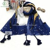 New Long Cotton Shawl Lady Fashion Scarf Printed with Tassel