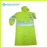 High Quality Polyester Long Raincoat with Reflective Tape Rpy-028