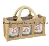 Promotional Custom Small 3 Window Natural Jute Jar Gift Bag