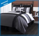 6 Piece Black Gray Cross Printed Polyester Comforter Set