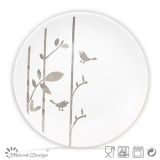 Beige Bird and Tree Shape Ceramic Dinner Plate