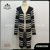 Open Front Striped Knitted Women Cardigan