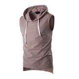 Slim Fit Men's Fashion Plain Sleeveless Tshirts with Hood