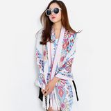 Fashion Flower Printed Women Viscose Silk Scarf (YKY1150)