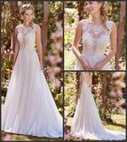 Lace Chiffon Bridal Wedding Formal Gown Sleeveless Corset Wedding Dress H051