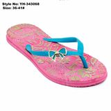 Printed Thick Sole Latest New Design PE Slipper Sandal Ladies High Heel Flip Flops