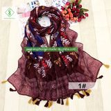 New Sunflower Printed Viscose Scarf Fashion Lady Shawl with Tassel