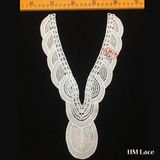 20*32cm Unique Pattern African Textiles Style Crochet Cotton or Polyester Custom V Shape Collar Lace for Women Dresses Hml8509