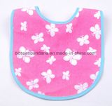 Factory OEM Produce Customized Logo Printed Cotton Terry Pink Baby Saliva Towel