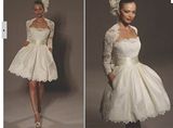 Chiffon Long Sleeve Lace Short Bridal Wedding Dresses Alsw005