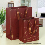 Coffee Color Paper Gift Bag with Gold Thread