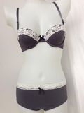 Push up Bra with Beautiful Lace Trim Matching Comfortable Boyshort