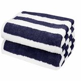 New Large Resort Beach Pool Bath Towels in Cabana Stripe Blue