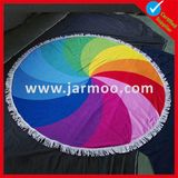 Microfiber Rainbow Printed Round Beach Towels with Tassels