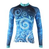 Customized Outdoors Sports Women's Long Sleeve Cycling Jerseys Blue Patterned