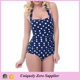 Women Slim Skinny Polka Dots Print One Piece Swimsuit