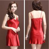 Sexy Women Emulation Silk Lingerie Pajamas Sleepwear Robes Nightgown