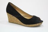 Class Black Women Wedge Shoes with Peeptoe Design