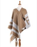 Lady Fashion Acrylic Woven Fringed Jacquard Winter Shawl (YKY4442)