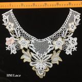 33*28cm Gold Star Flower Neckline Lace Fabric Eyelet Collar Lace Garment Accessories Hme965