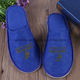 Polyester Velvet Velour Neoplane Hotel Slippers with Printed Logo Design