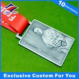 3D Figure Taekwondo Medal Antique Silver Finished Souvenir Medal