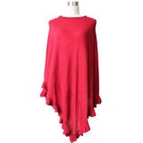 Lady Fashion Acrylic Knitted Ruffle Poncho Shawl (YKY4107-4)