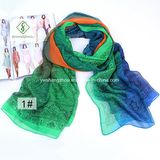 Long Gradual Transition Color Fashion Lady Silk Scarf