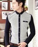 Long Sleeve Leisure/Casual Standing Collar Fashion Men Shirt