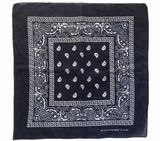 China Factory Produce Customized Logo Print Navy Blue Paisley Cotton Headwrap Bandana