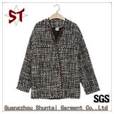 OEM High Quality Ladies Long Sleeve Jacket Without Collar Short Coat