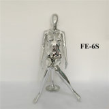 Chrome Silvery Female Sitting Mannequin for Shopping Mall Display
