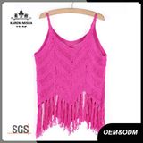 Women Sexy Summer Knitted Slip Tops with Fringe Hem